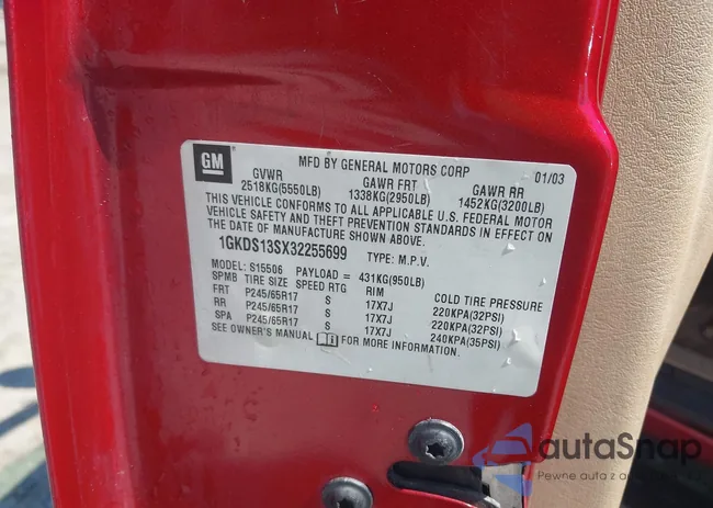 1GKDS13SX32255699: 43079435