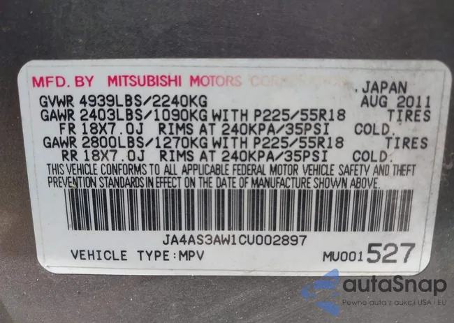 JA4AS3AW1CU002897: 43079466