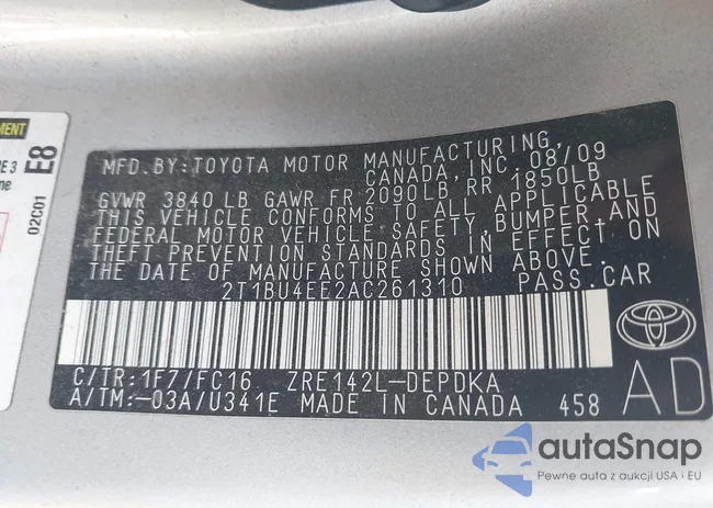 2T1BU4EE2AC261310: 43079599