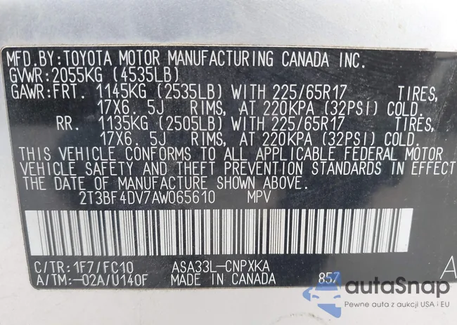 2T3BF4DV7AW065610: 43079679