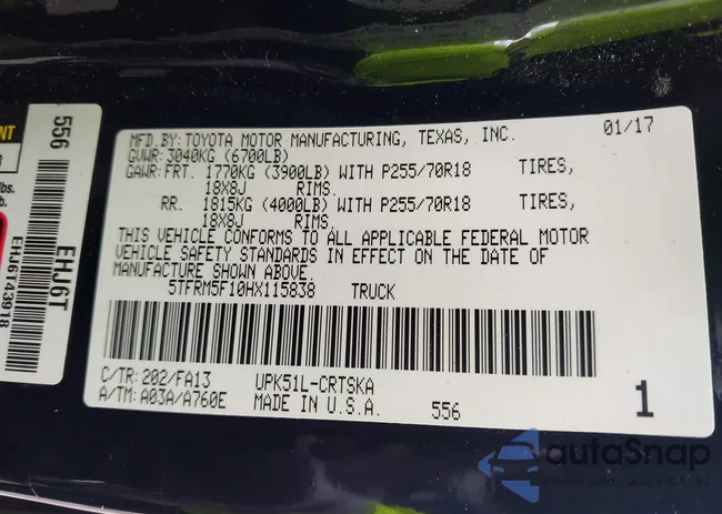 5TFRM5F10HX115838: 43079731