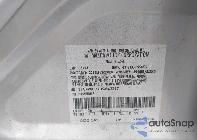 1YVFP80D735M43397: 43079110