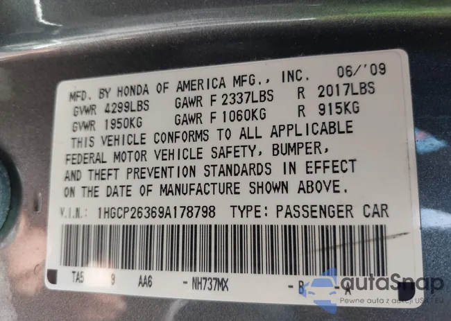 1HGCP26369A178798: 43080288