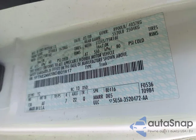 1FTNE24WX8DB01617: 43080412