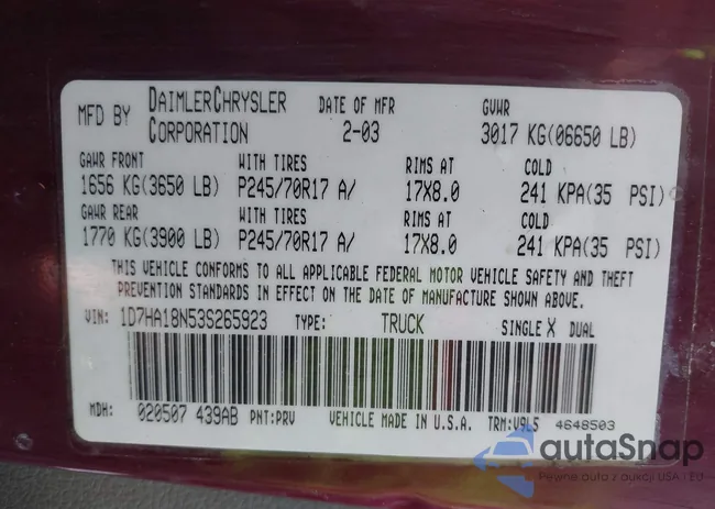 1D7HU18N47S146337: 43080672