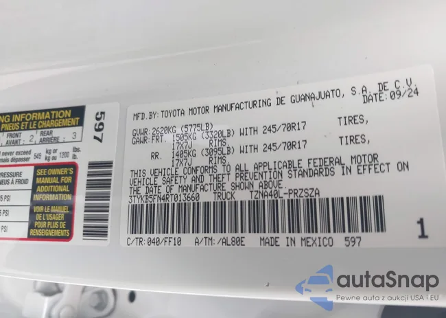 3TYKB5FN4RT013660: 43079861