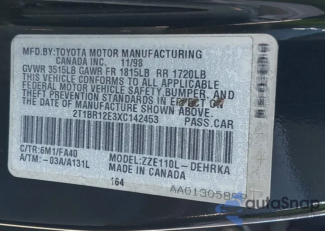 2T1BR12E3XC142453: 43079917