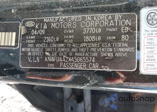 KNAFU4A2XA5065574: 43081156