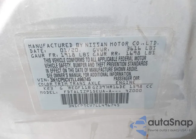 3N1CP5CV7LL496745: 43081347