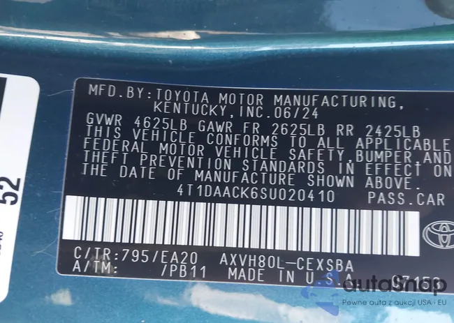 4T1DAACK6SU020410: 43081367
