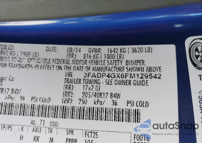 3FADP4GX6FM129542: 43081368