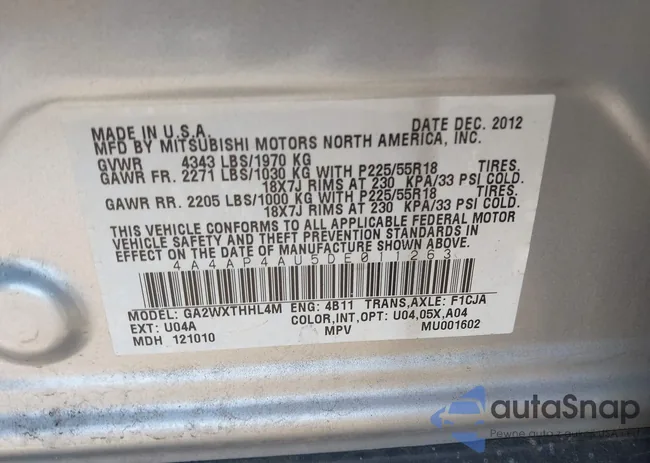 4A4AP4AU5DE011263: 43081558
