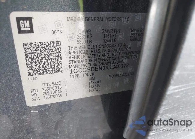 1GCGSBEN0K1345373: 43081622