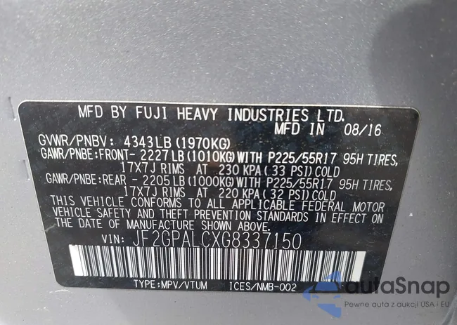 JF2GPALCXG8337150: 43081741