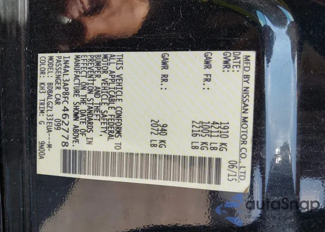 1N4AL3AP8FC462778: 43080772