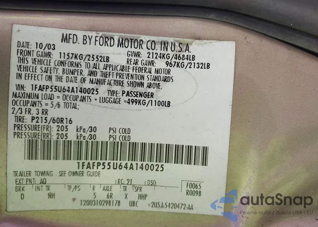 1FAFP55U64A140025: 43080824