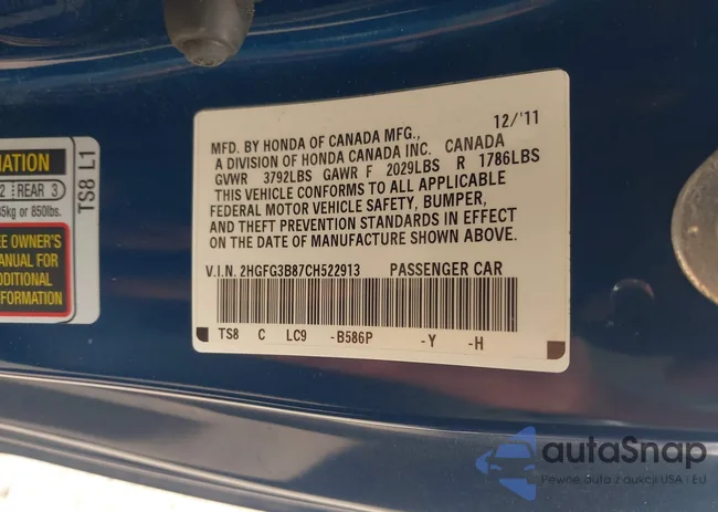 2HGFG3B87CH522913: 43080831