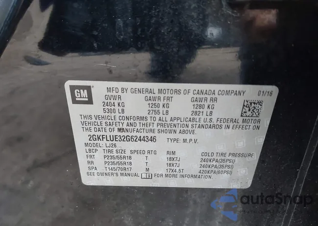 2GKFLUE32G6244346: 43080833