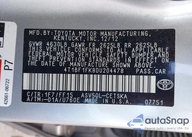 4T1BF1FK8DU204478: 43080952