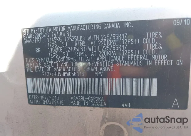 2T3ZF4DV9BW056116: 43082235