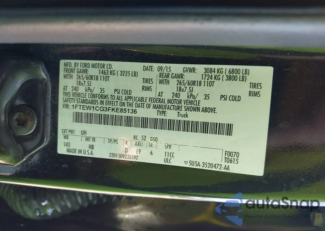 1FTEW1CG3FKE85136: 43082413