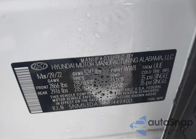 5NMS3DAJ4NH449400: 43082481