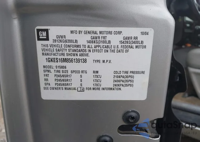 1GKES16M856139138: 43082637