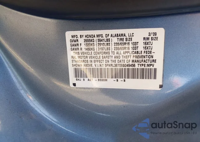 5FNRL38709B049456: 43081753