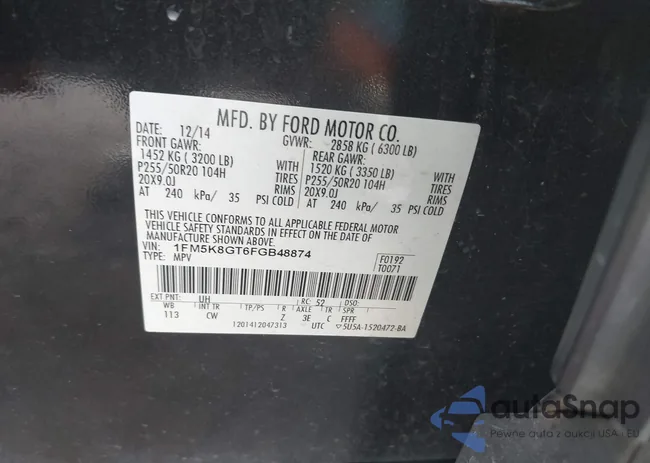 1FM5K8GT6FGB48874: 43081853