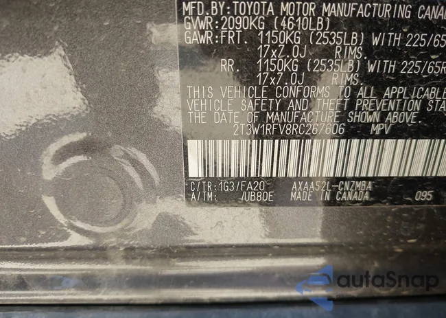 2T3W1RFV8RC267606: 43081936