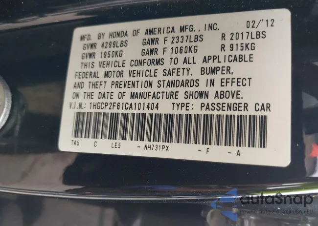 1HGCP2F61CA101404: 43083175