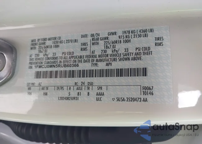 1FMCU0MN5RUB60366: 43083461