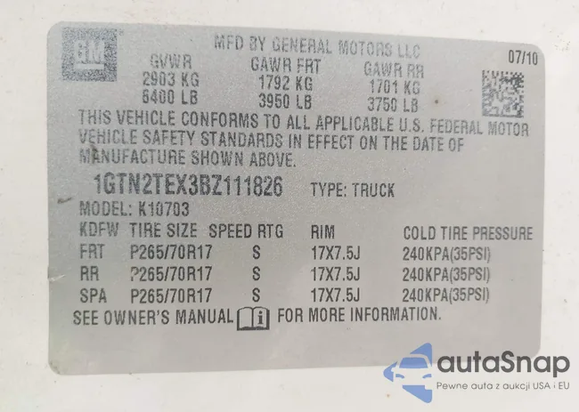 1GTN2TEX3BZ111826: 43083535