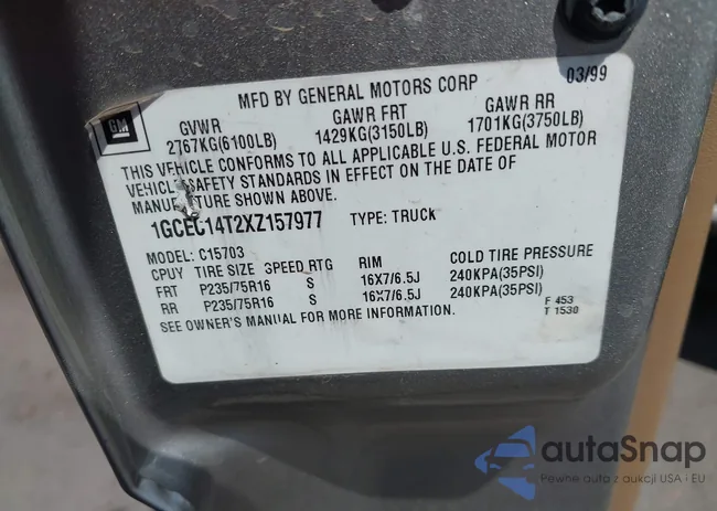 1GCEC14T2XZ157977: 43083574