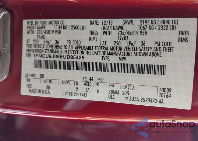 1FMCU9J98EUB95425: 43082757