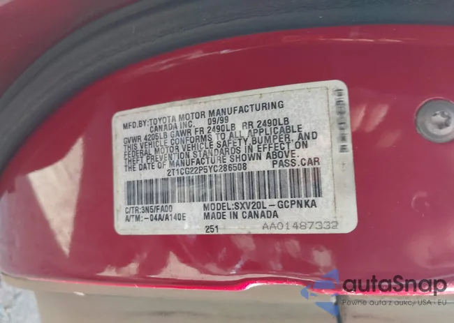 2T1CG22P5YC286508: 43082852