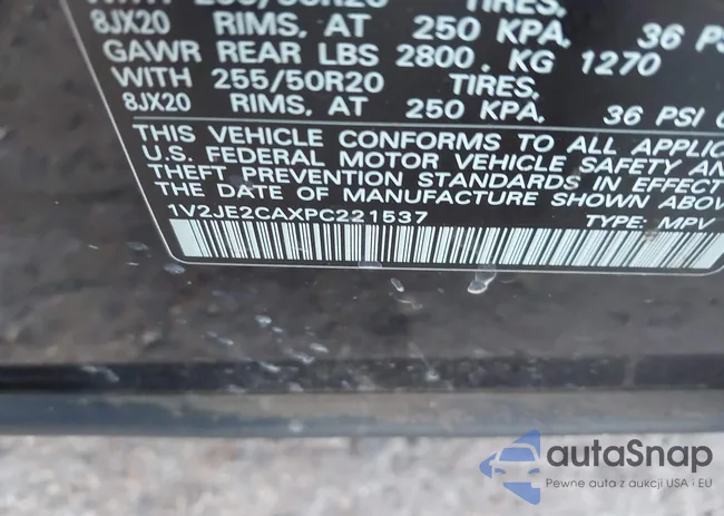 1V2JE2CAXPC221537: 43082861