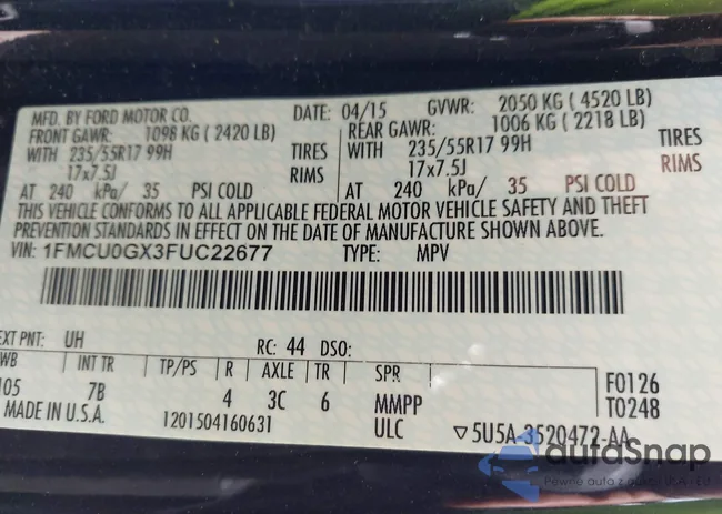 1FMCU0GX3FUC22677: 43082930