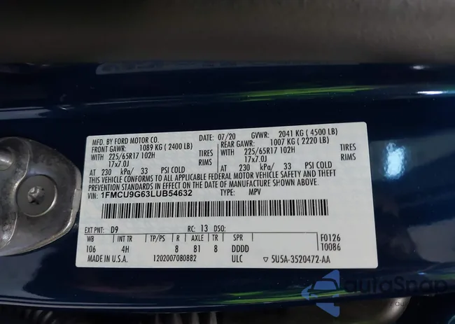 1FMCU9G63LUB54632: 43082949