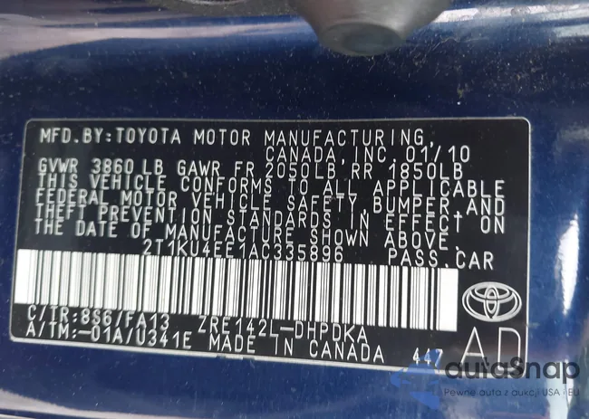 2T1KU4EE1AC335896: 43083007