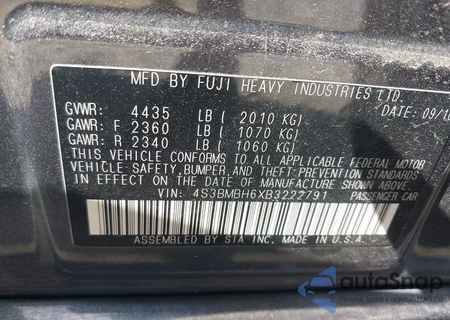 4S3BMBH6XB3222791: 43083057