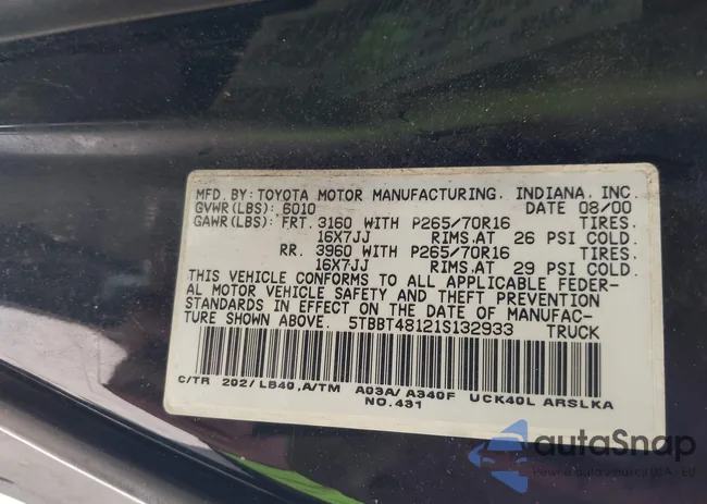 5TBBT48121S132933: 43083109