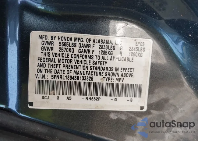 5FNRL18943B133826: 43084510