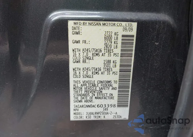 5N1AR1NN0AC603398: 43085304