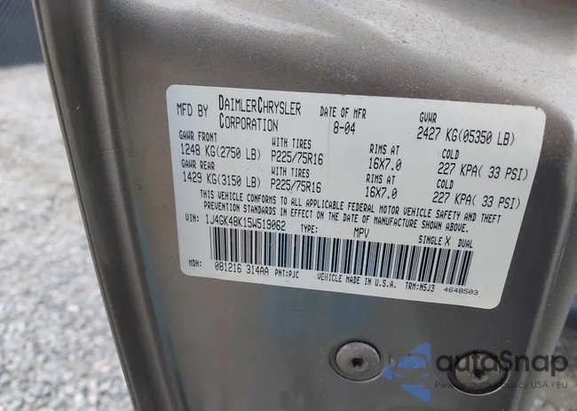 1J4GK48K15W519062: 43085327