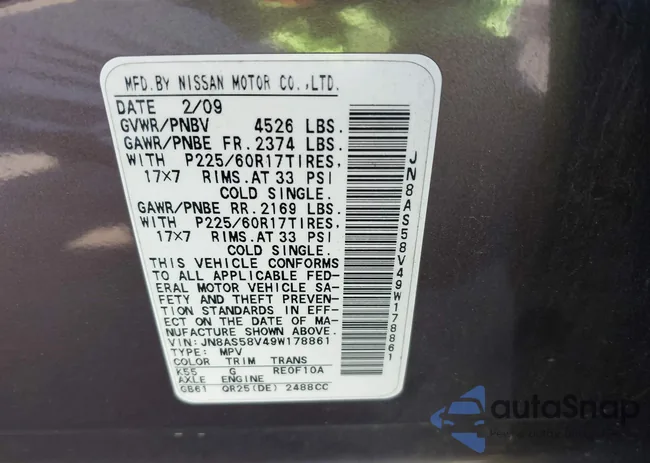 JN8AS58V49W178861: 43085418