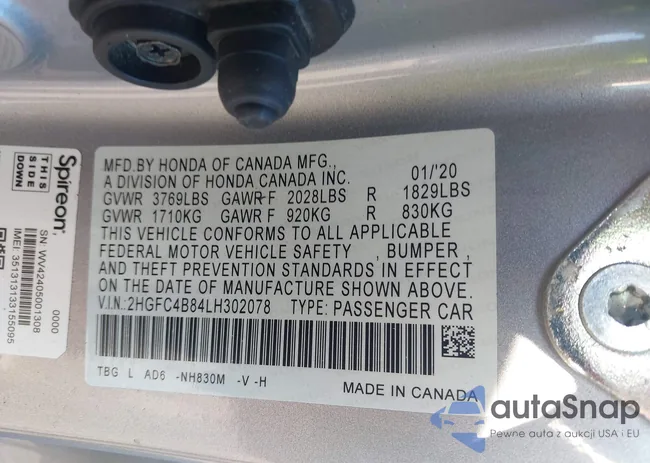 2HGFC4B84LH302078: 43085547