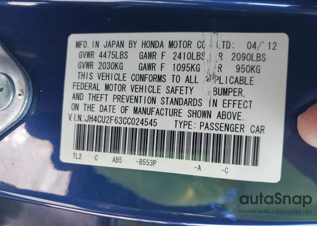 JH4CU2F63CC024545: 43085677