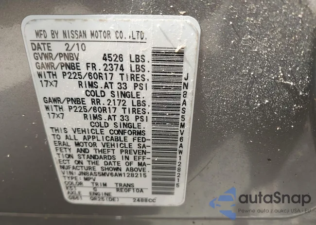 JN8AS5MV6AW128215: 43084963