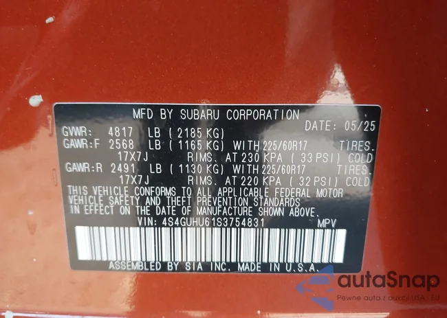 4S4GUHU61S3754831: 43085034